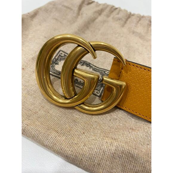 Gucci GG Marmont G Print Raffia Straw Wide Belt 90 Tan Pink Yellow - Picture 11 of 16